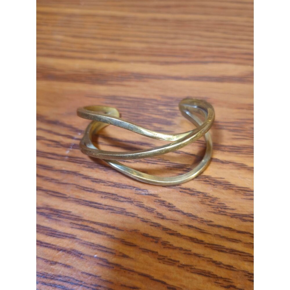 Vintage Brass Twisted Open Cuff Bracelet